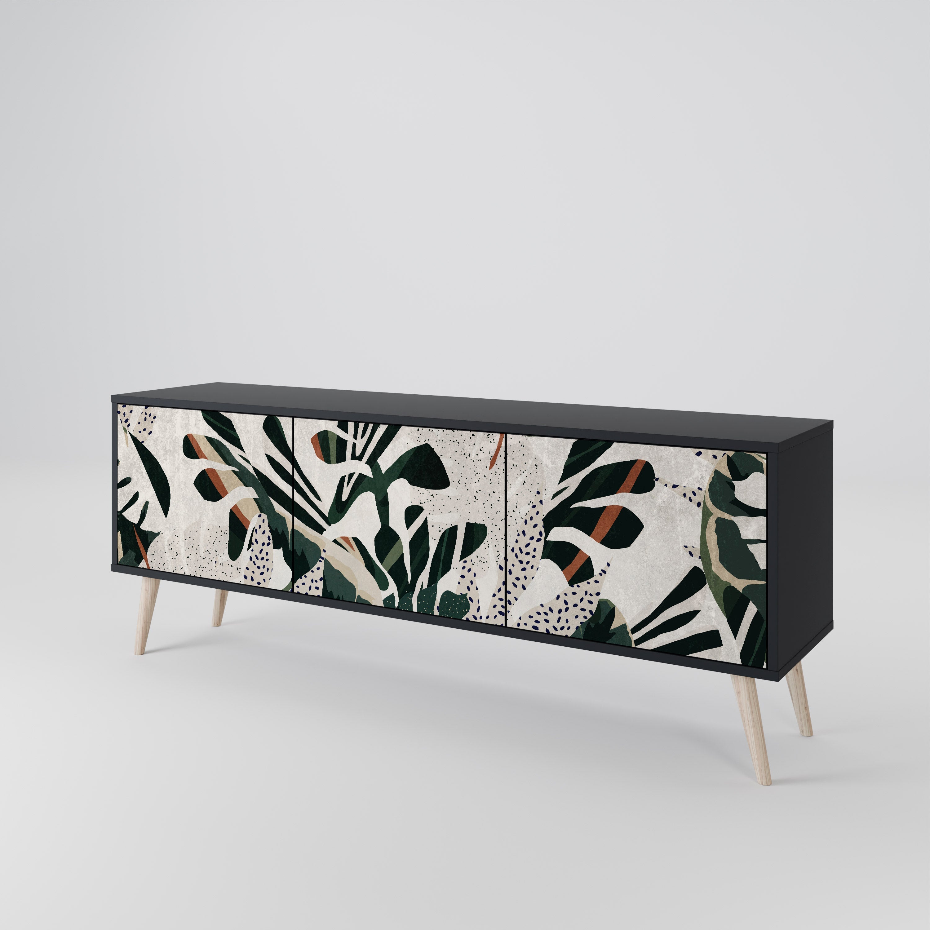 VERDURE FORMATION Móvel de TV com 3 Portas em Acabamento Preto