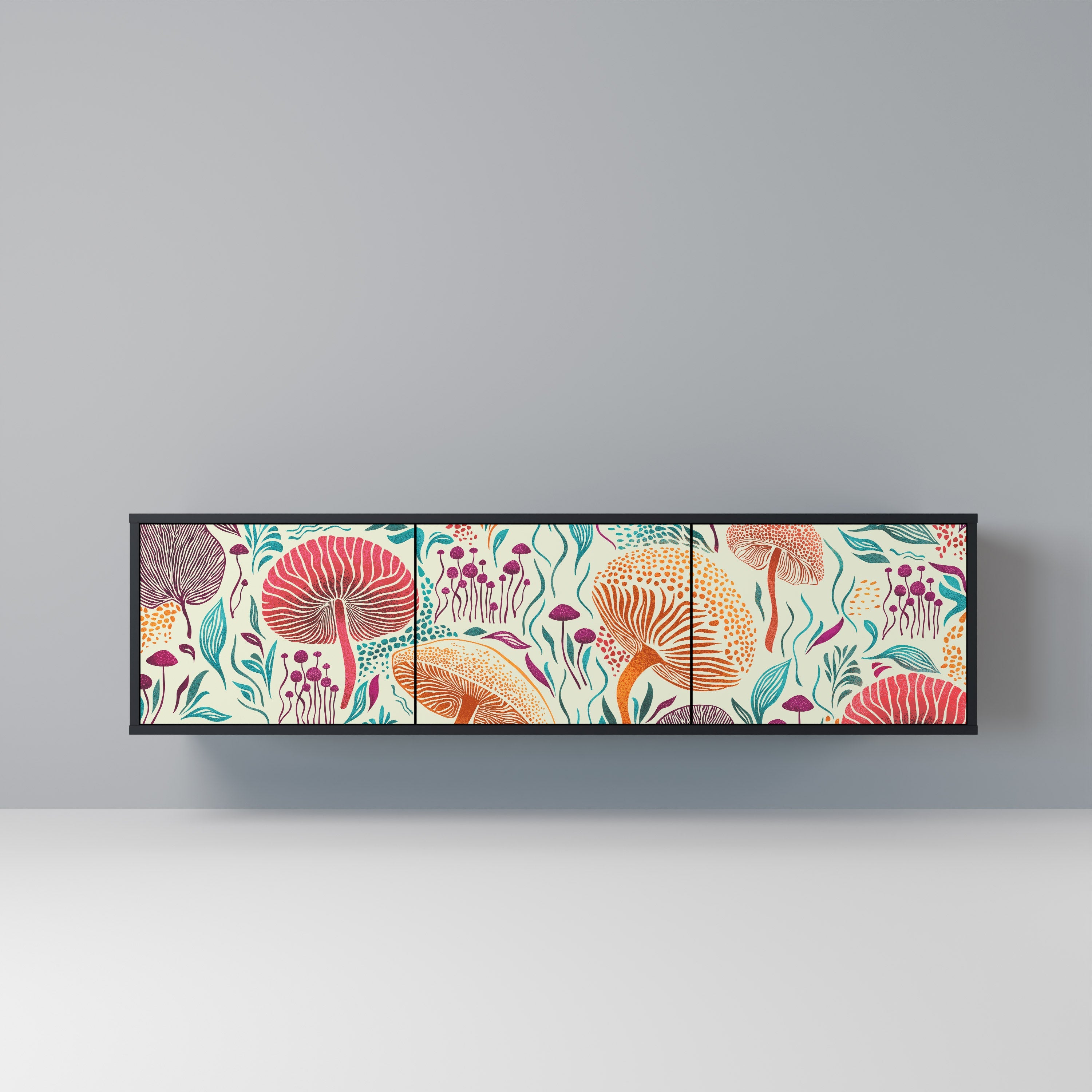 FUNGUS FANTASY Móvel de TV com 3 Portas em Acabamento Preto