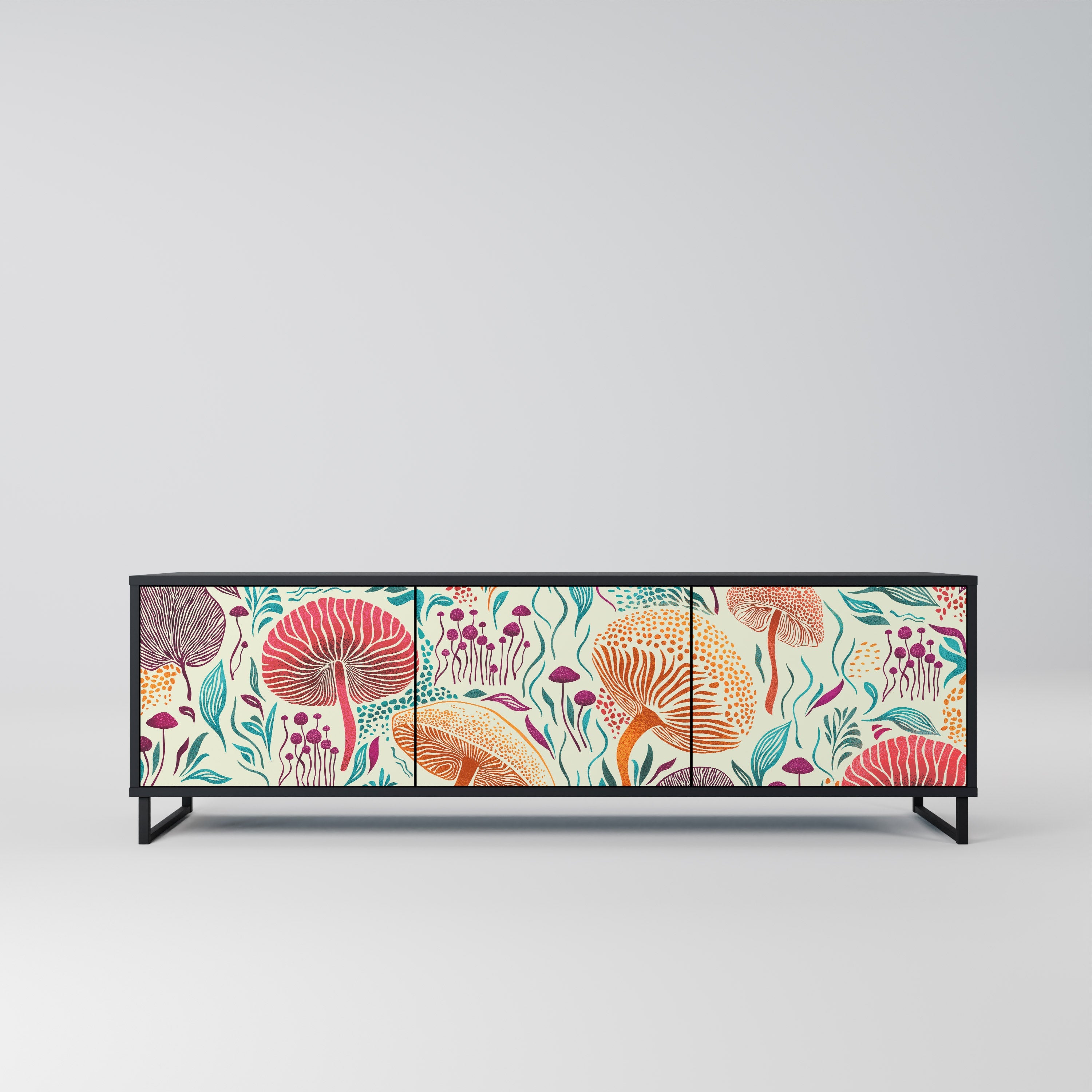 FUNGUS FANTASY Móvel de TV com 3 Portas em Acabamento Preto