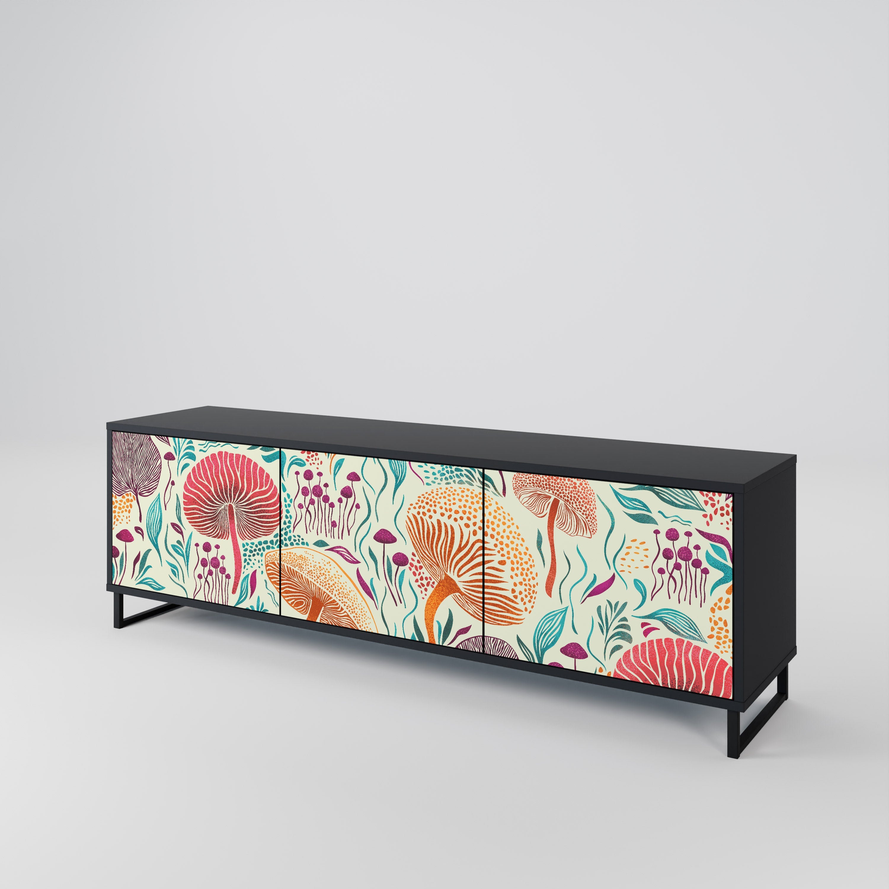 FUNGUS FANTASY Móvel de TV com 3 Portas em Acabamento Preto