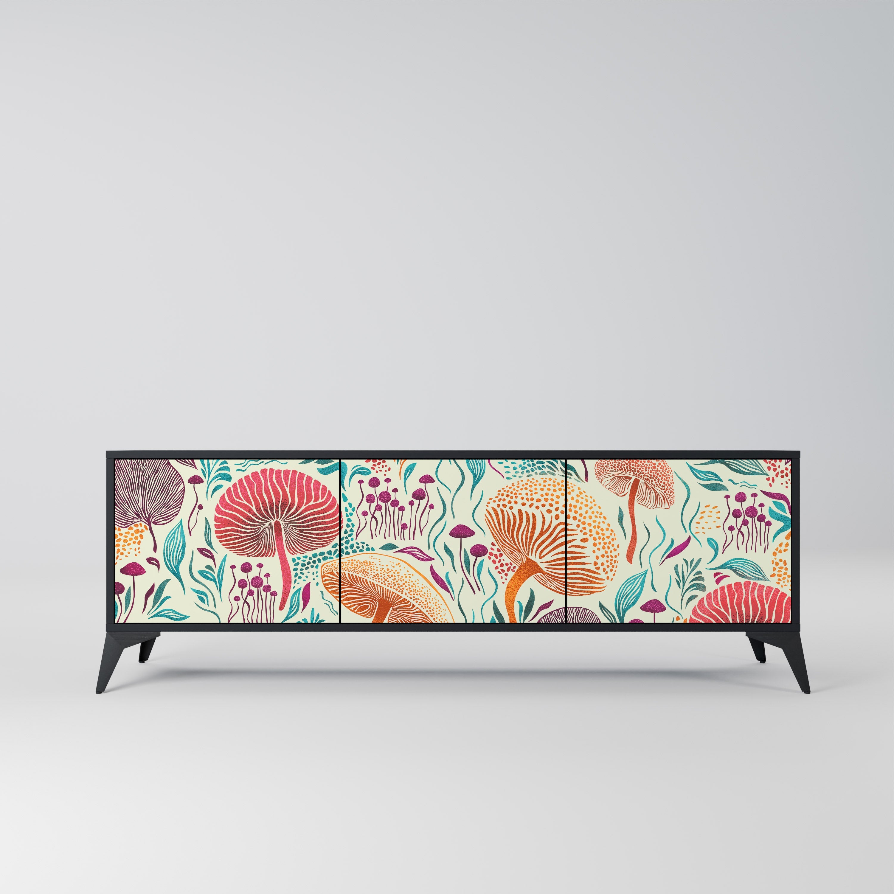 FUNGUS FANTASY Móvel de TV com 3 Portas em Acabamento Preto