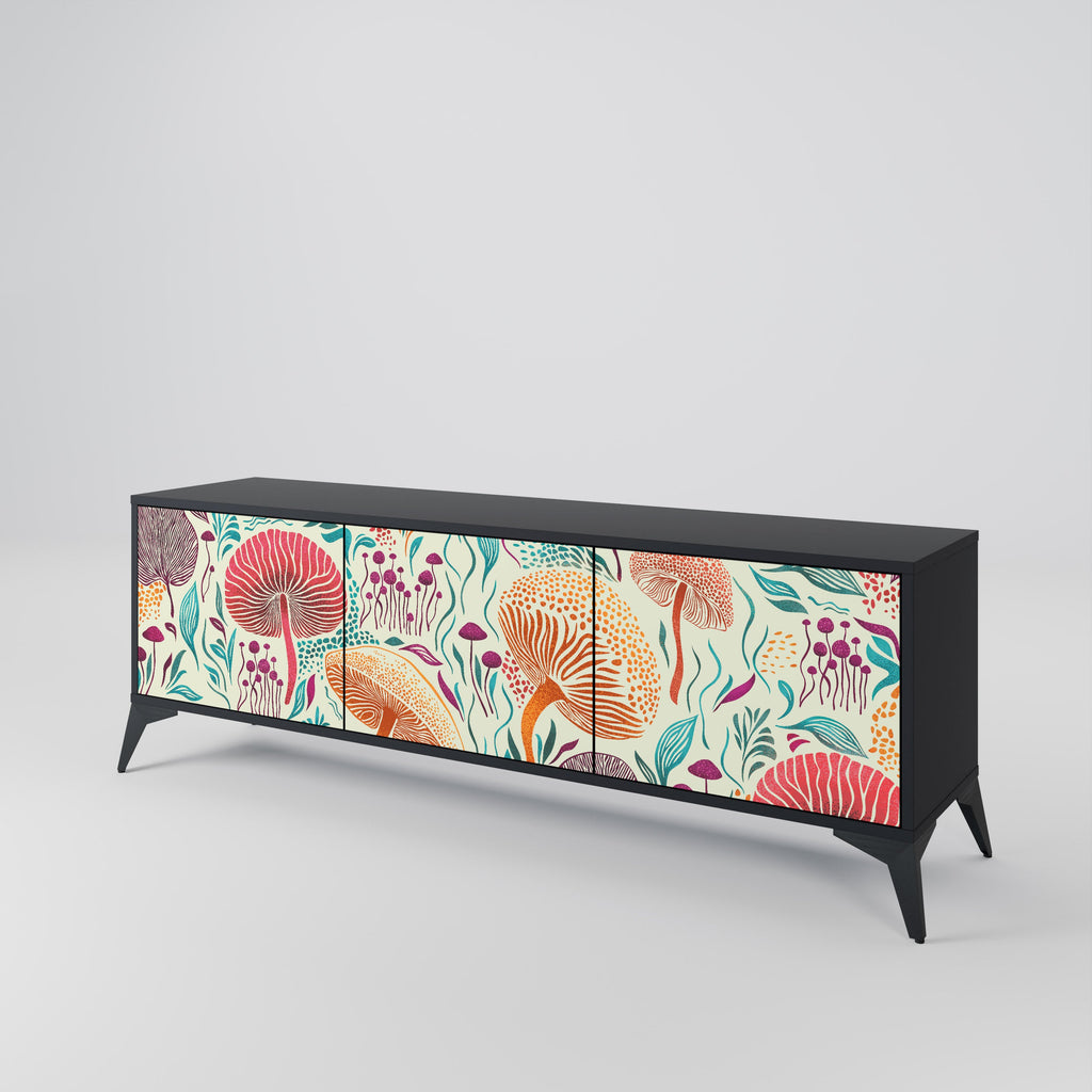 FUNGUS FANTASY Móvel de TV com 3 Portas em Acabamento Preto