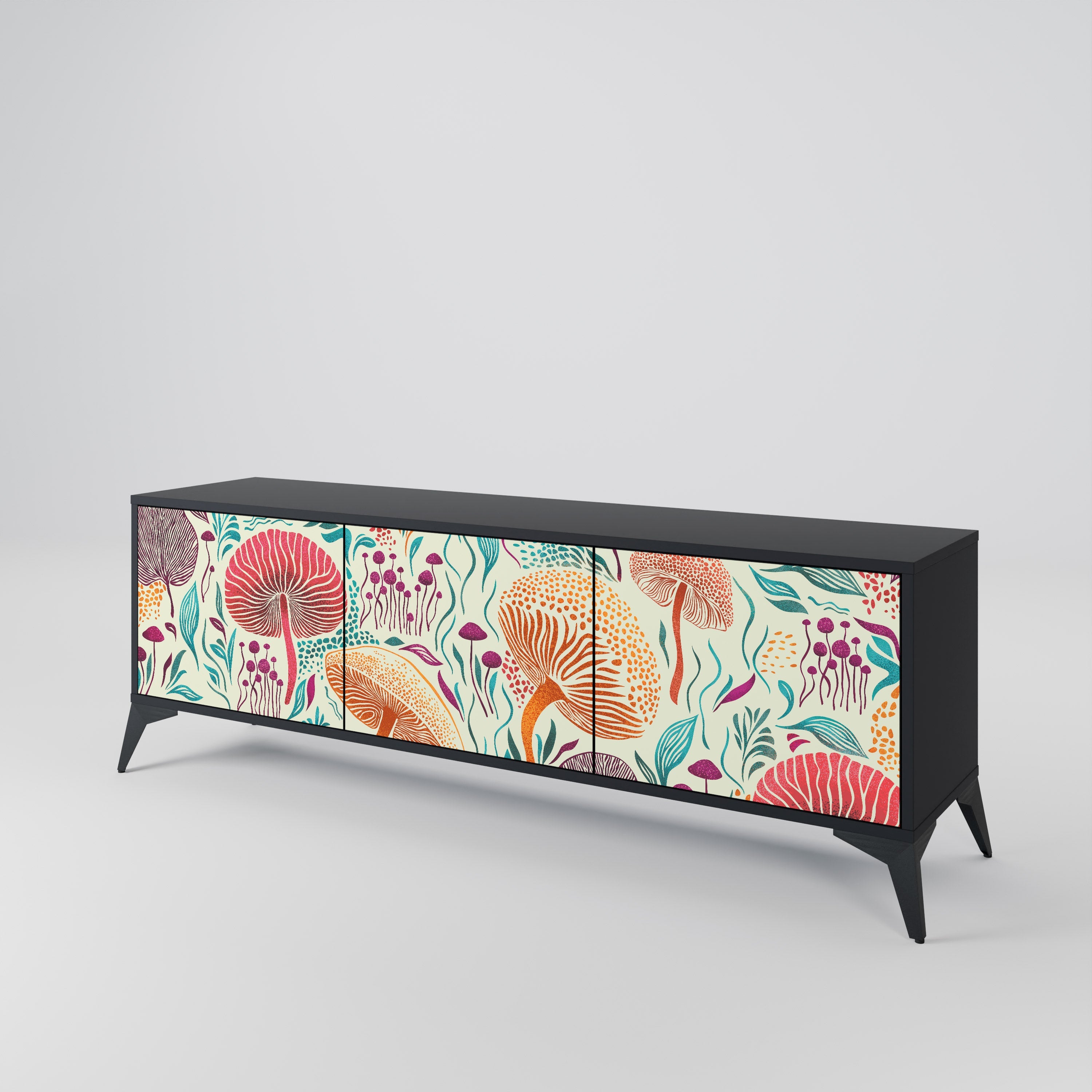 FUNGUS FANTASY Móvel de TV com 3 Portas em Acabamento Preto