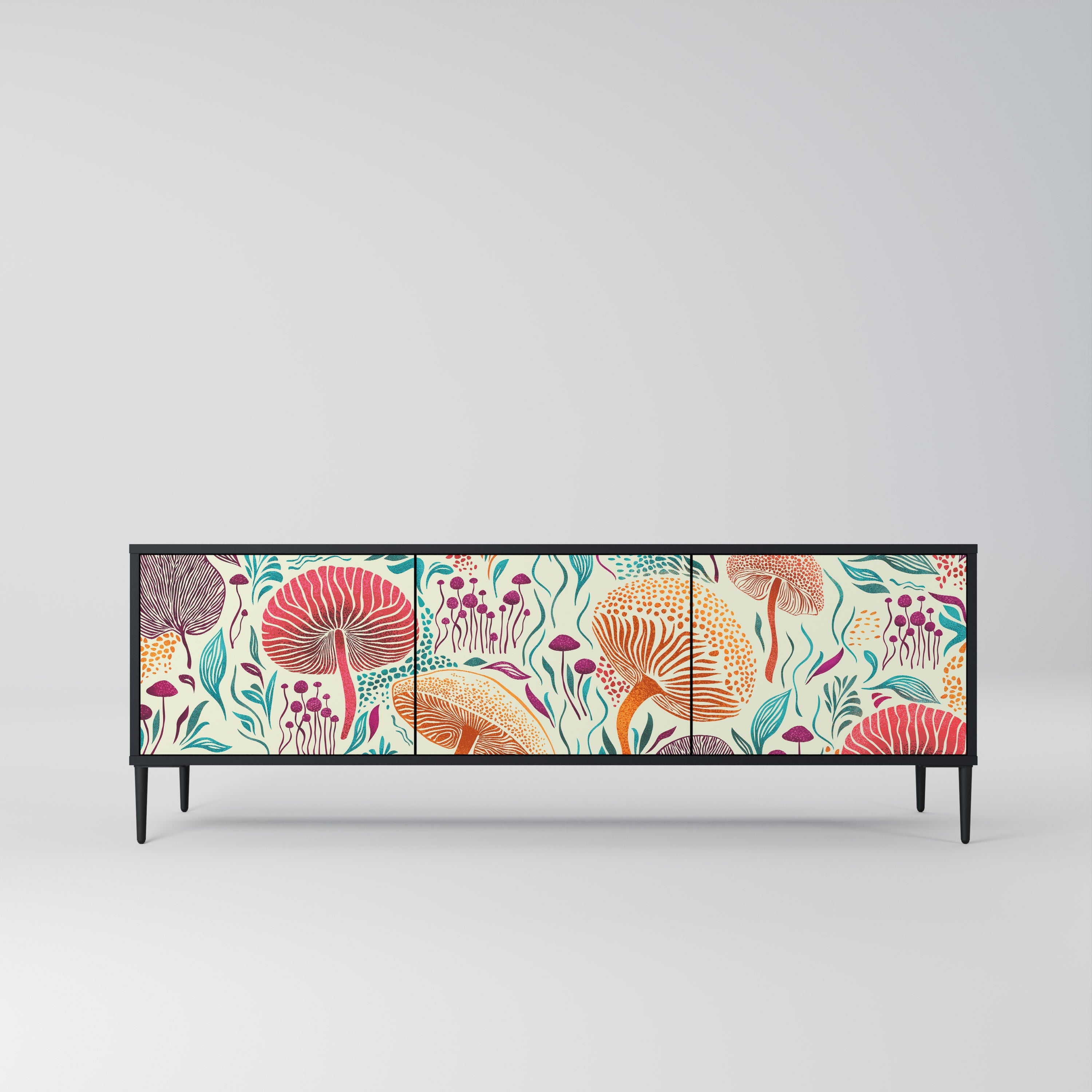 FUNGUS FANTASY Móvel de TV com 3 Portas em Acabamento Preto