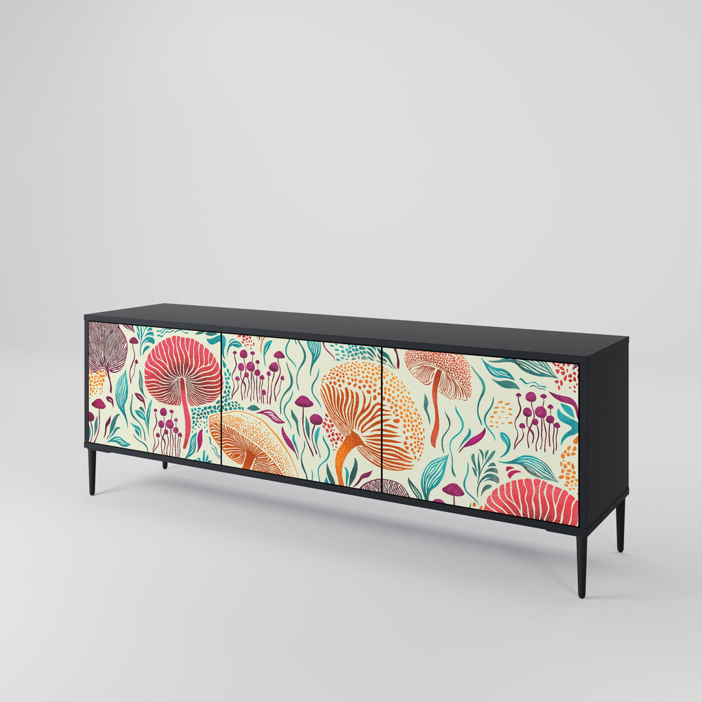 FUNGUS FANTASY Móvel de TV com 3 Portas em Acabamento Preto