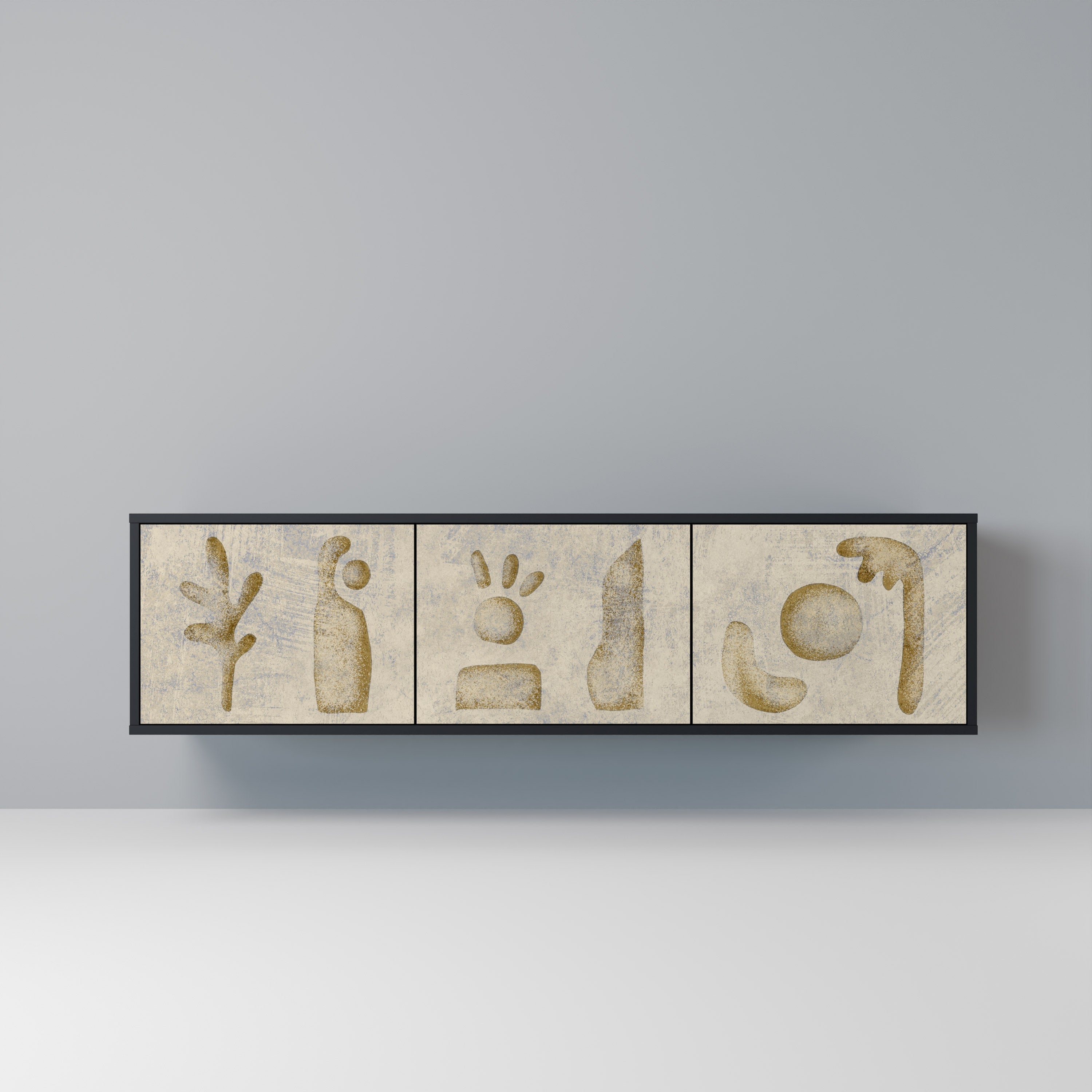 SAND SCULPTURES Móvel de TV com 3 Portas em Acabamento Preto