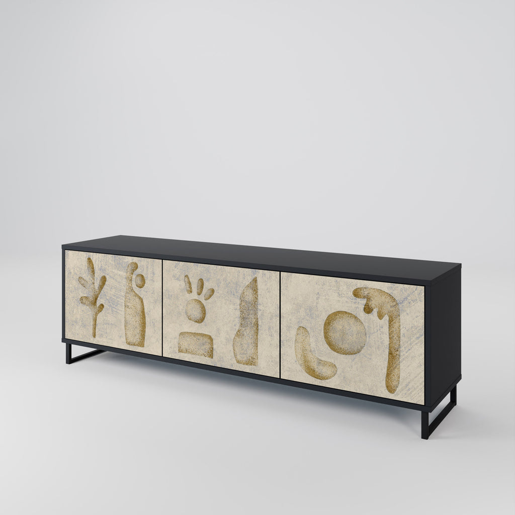 SAND SCULPTURES Móvel de TV com 3 Portas em Acabamento Preto