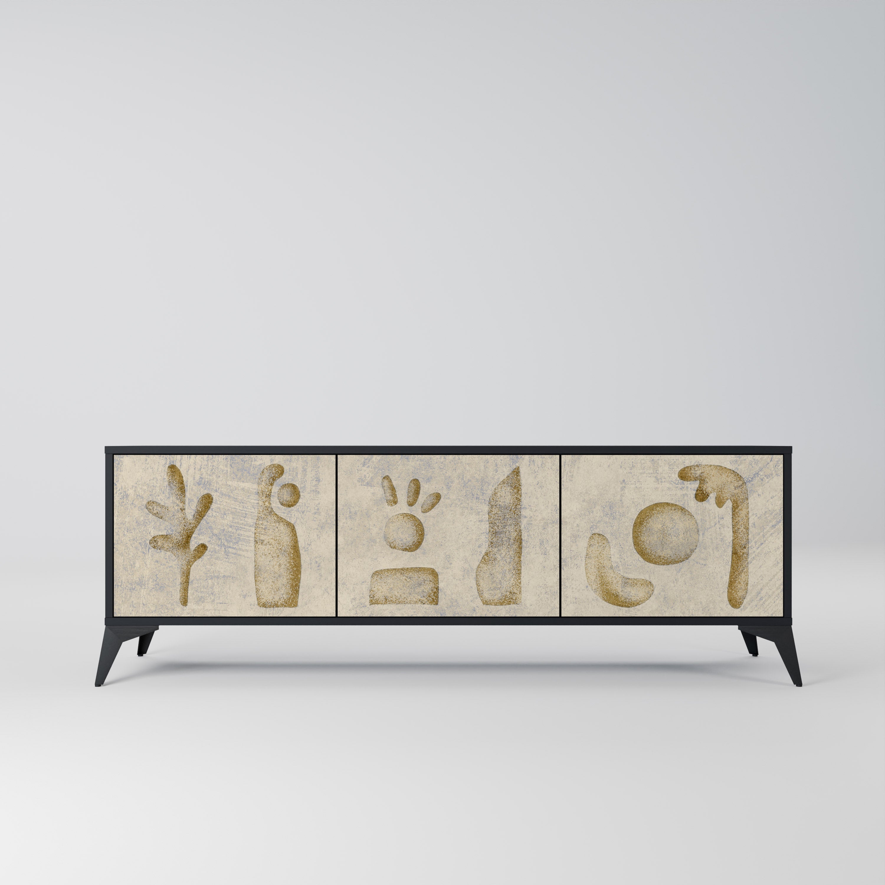 SAND SCULPTURES Móvel de TV com 3 Portas em Acabamento Preto