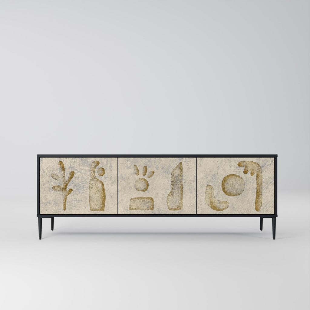 SAND SCULPTURES Móvel de TV com 3 Portas em Acabamento Preto