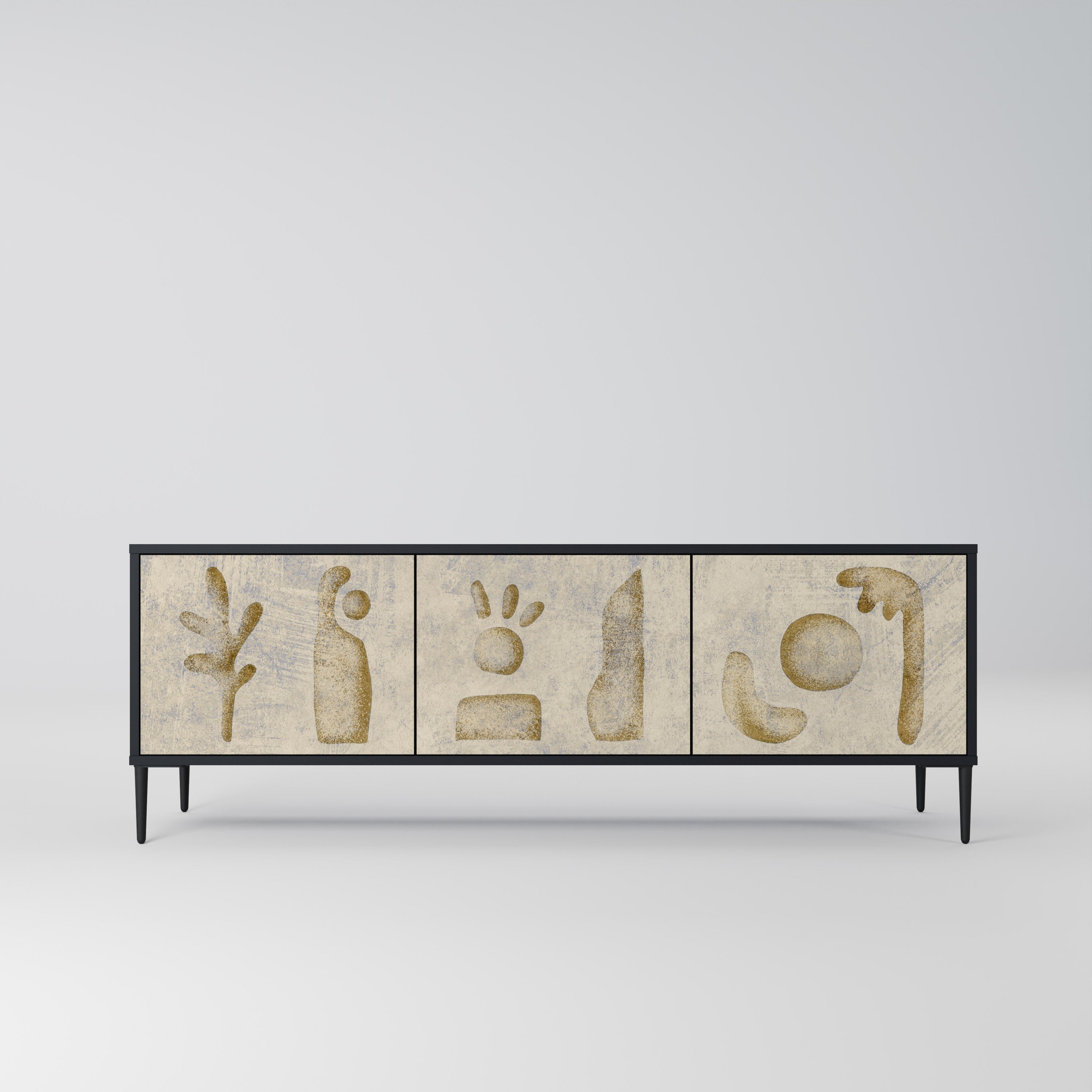 SAND SCULPTURES Móvel de TV com 3 Portas em Acabamento Preto