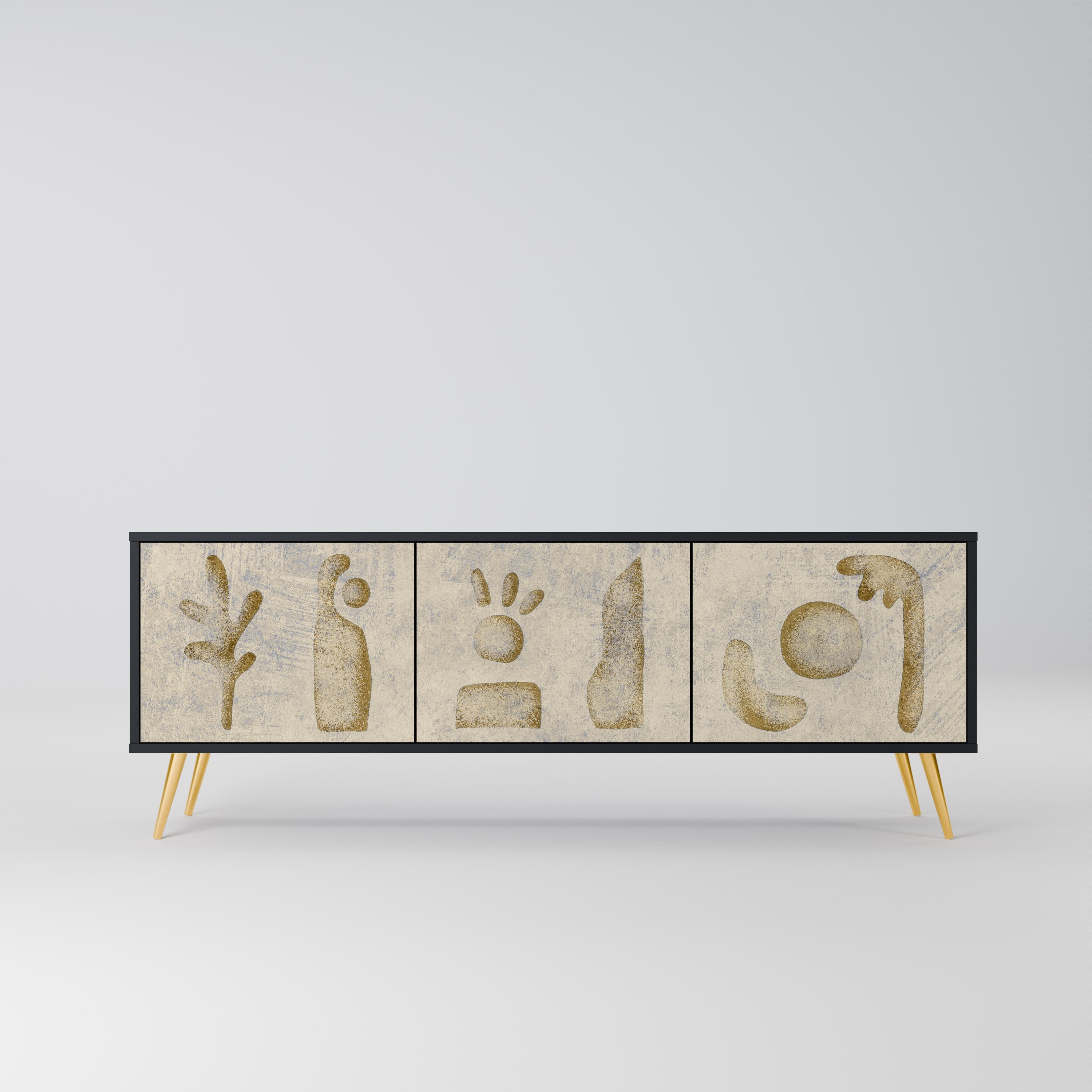 SAND SCULPTURES Móvel de TV com 3 Portas em Acabamento Preto