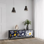 CITRUS BLACK AND WHITE Móvel de TV com 3 Portas em Acabamento Preto