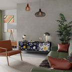 CITRUS BLACK AND WHITE Móvel de TV com 3 Portas em Acabamento Preto