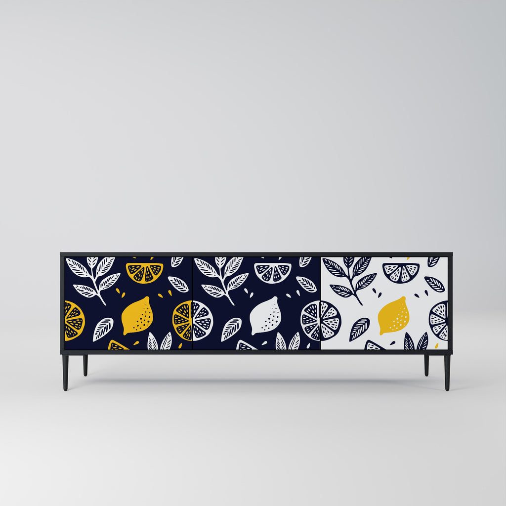 CITRUS BLACK AND WHITE Móvel de TV com 3 Portas em Acabamento Preto