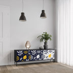 CITRUS BLACK AND WHITE Móvel de TV com 3 Portas em Acabamento Preto