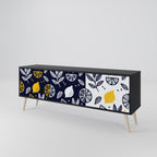 CITRUS BLACK AND WHITE Móvel de TV com 3 Portas em Acabamento Preto