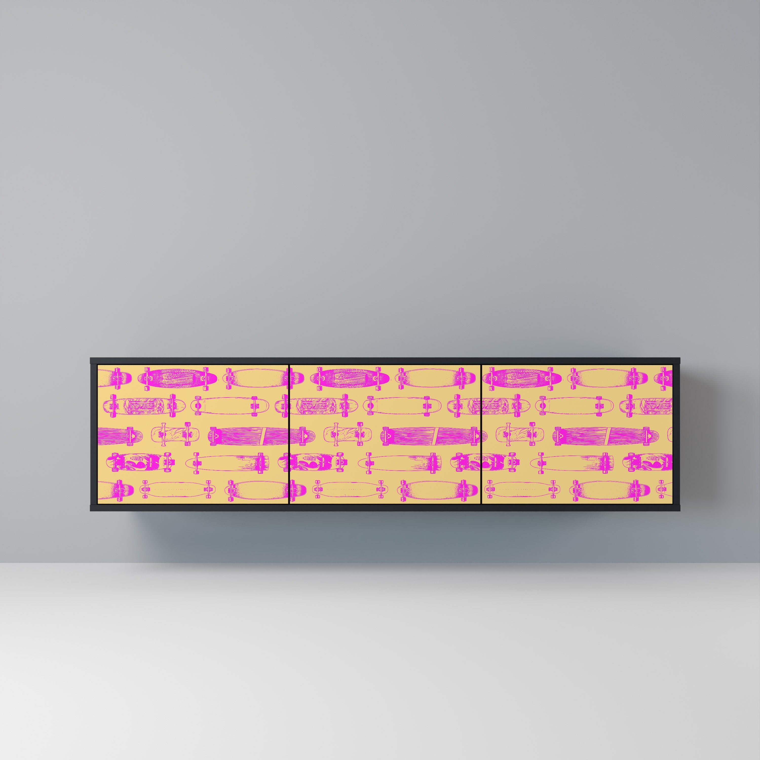 SKATEBOARD ARTISTRY Móvel de TV com 3 Portas em Acabamento Preto