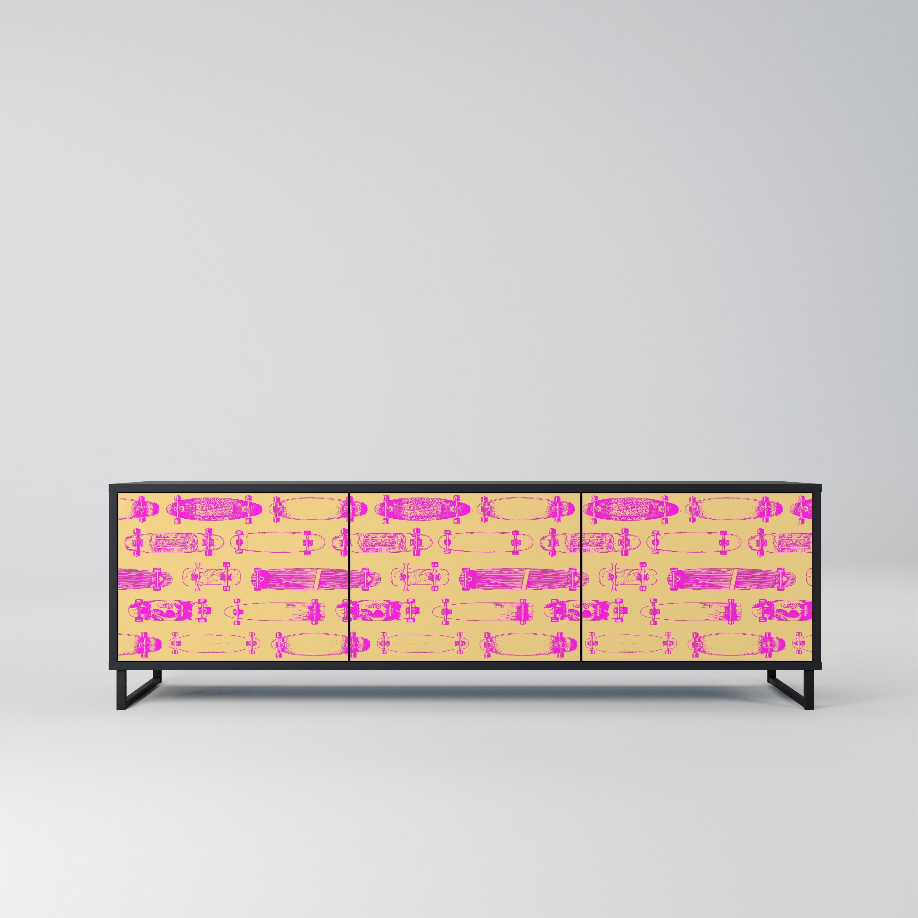 SKATEBOARD ARTISTRY Móvel de TV com 3 Portas em Acabamento Preto