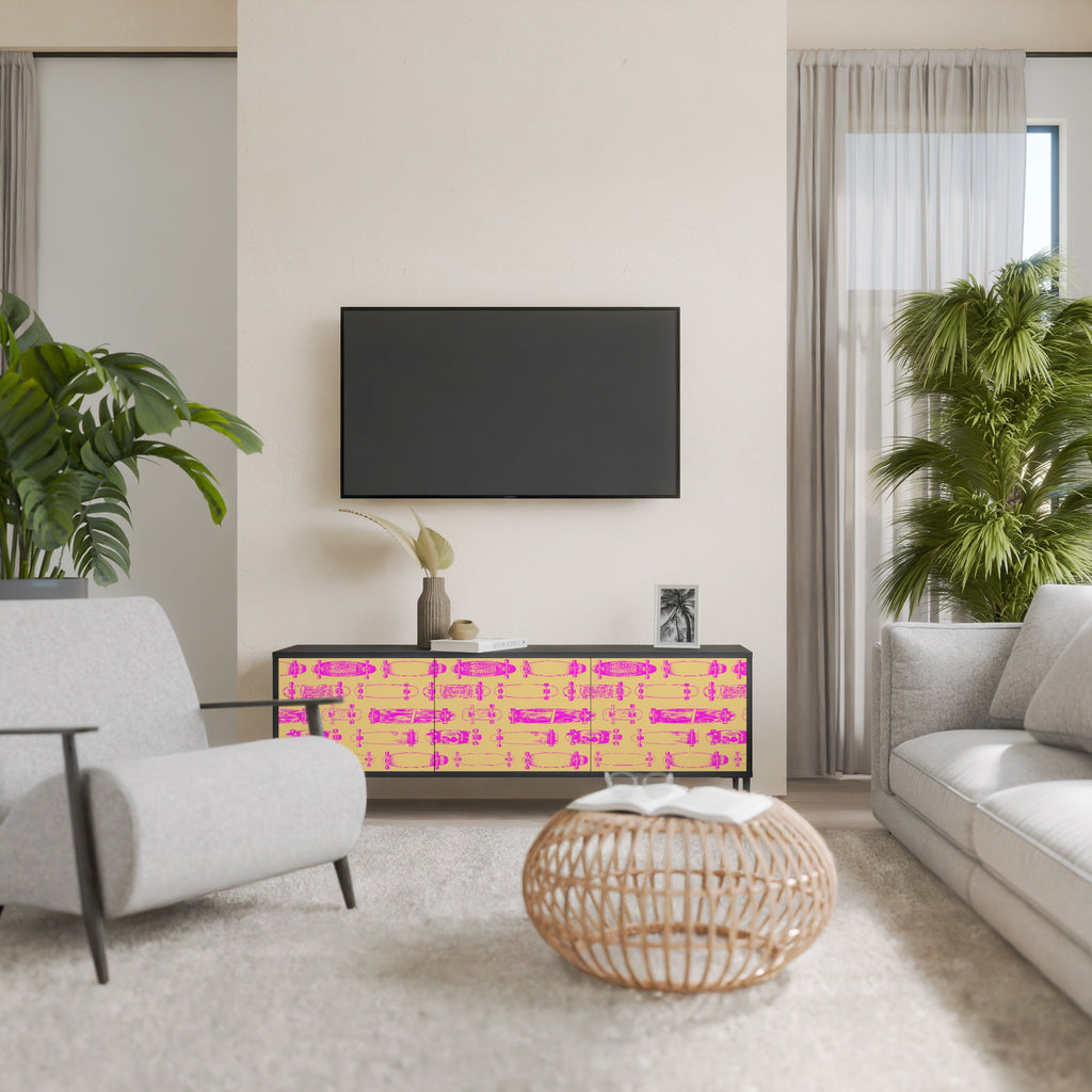 SKATEBOARD ARTISTRY Móvel de TV com 3 Portas em Acabamento Preto