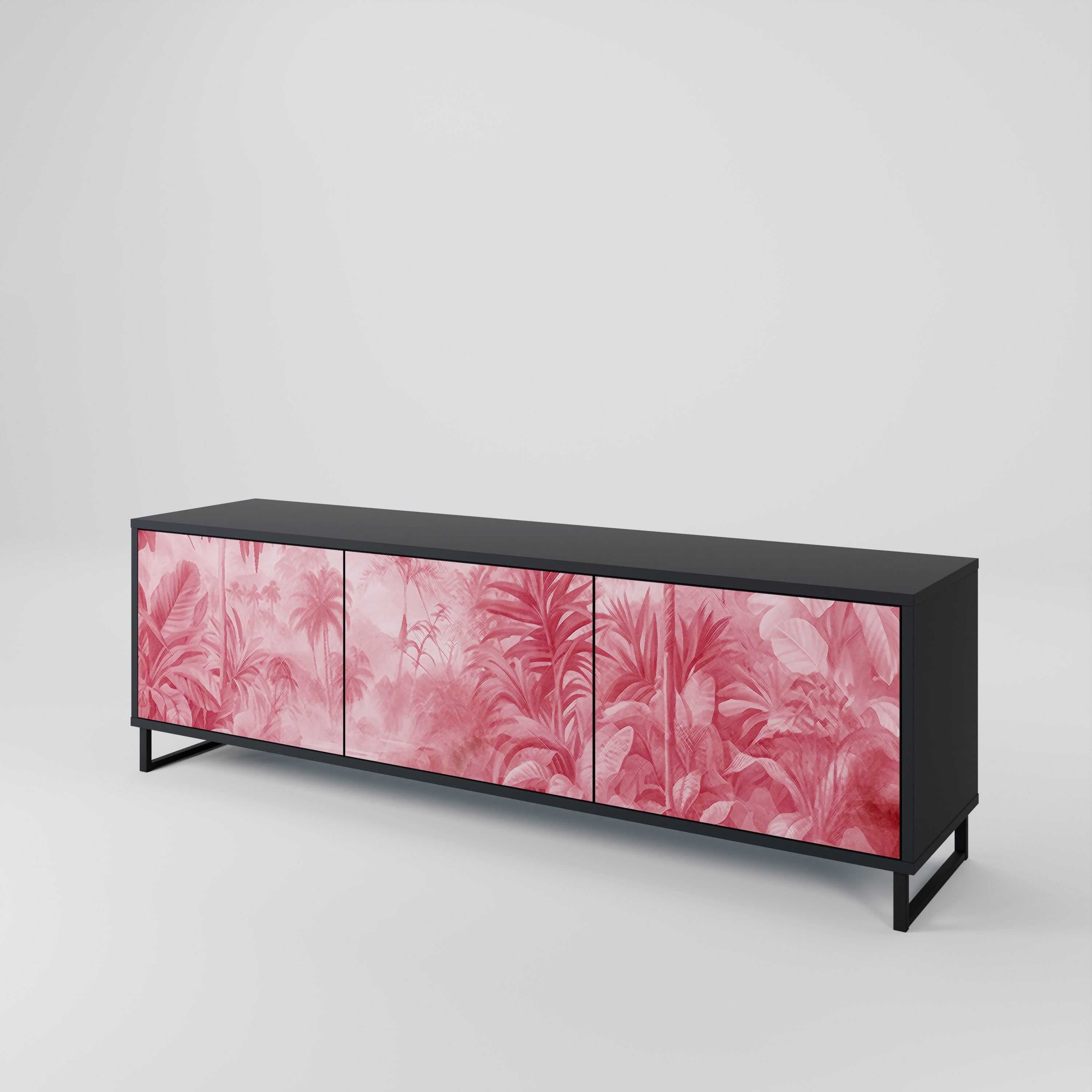 SWEET TROPICS Móvel de TV com 3 Portas em Acabamento Preto