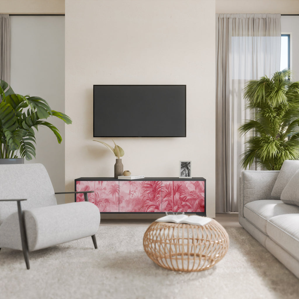 SWEET TROPICS Móvel de TV com 3 Portas em Acabamento Preto