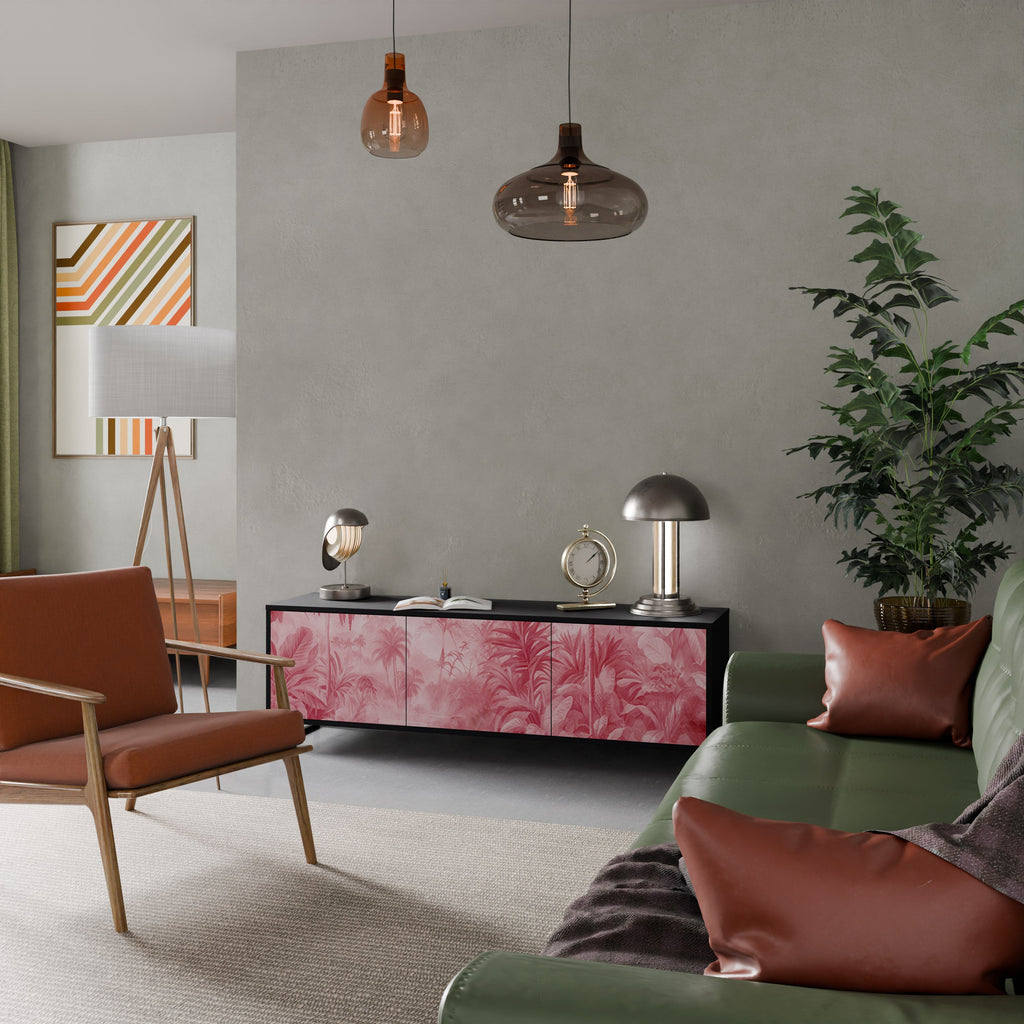 SWEET TROPICS Móvel de TV com 3 Portas em Acabamento Preto