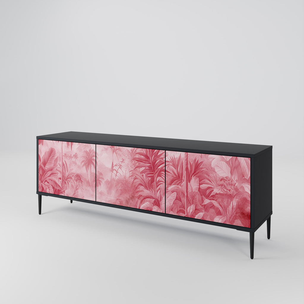 SWEET TROPICS Móvel de TV com 3 Portas em Acabamento Preto