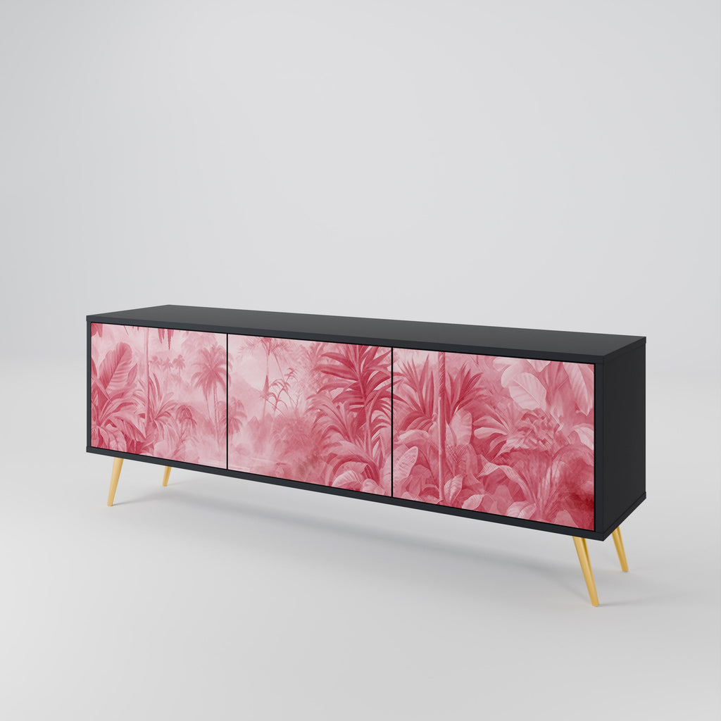 SWEET TROPICS Móvel de TV com 3 Portas em Acabamento Preto