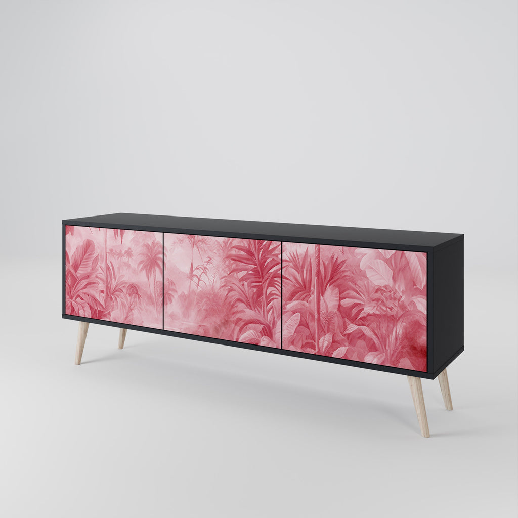 SWEET TROPICS Móvel de TV com 3 Portas em Acabamento Preto