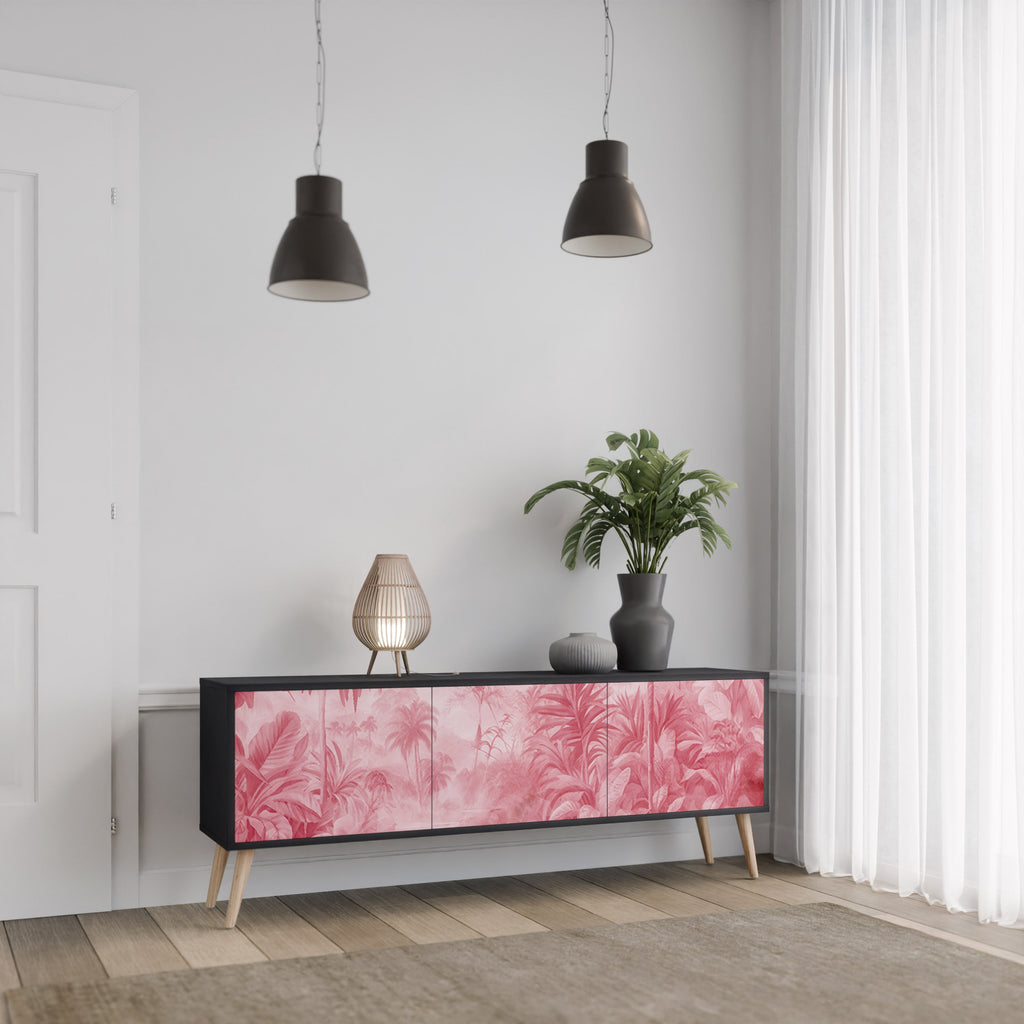 SWEET TROPICS Móvel de TV com 3 Portas em Acabamento Preto