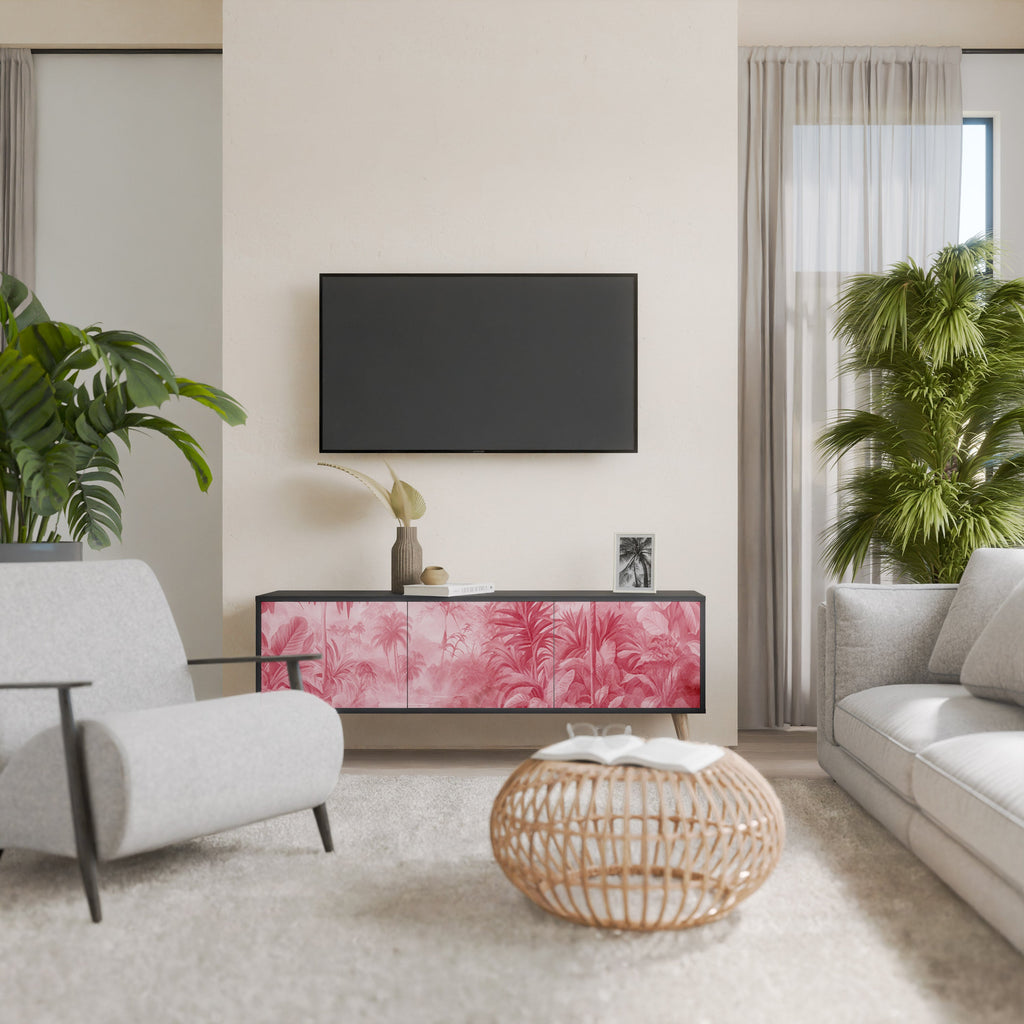 SWEET TROPICS Móvel de TV com 3 Portas em Acabamento Preto