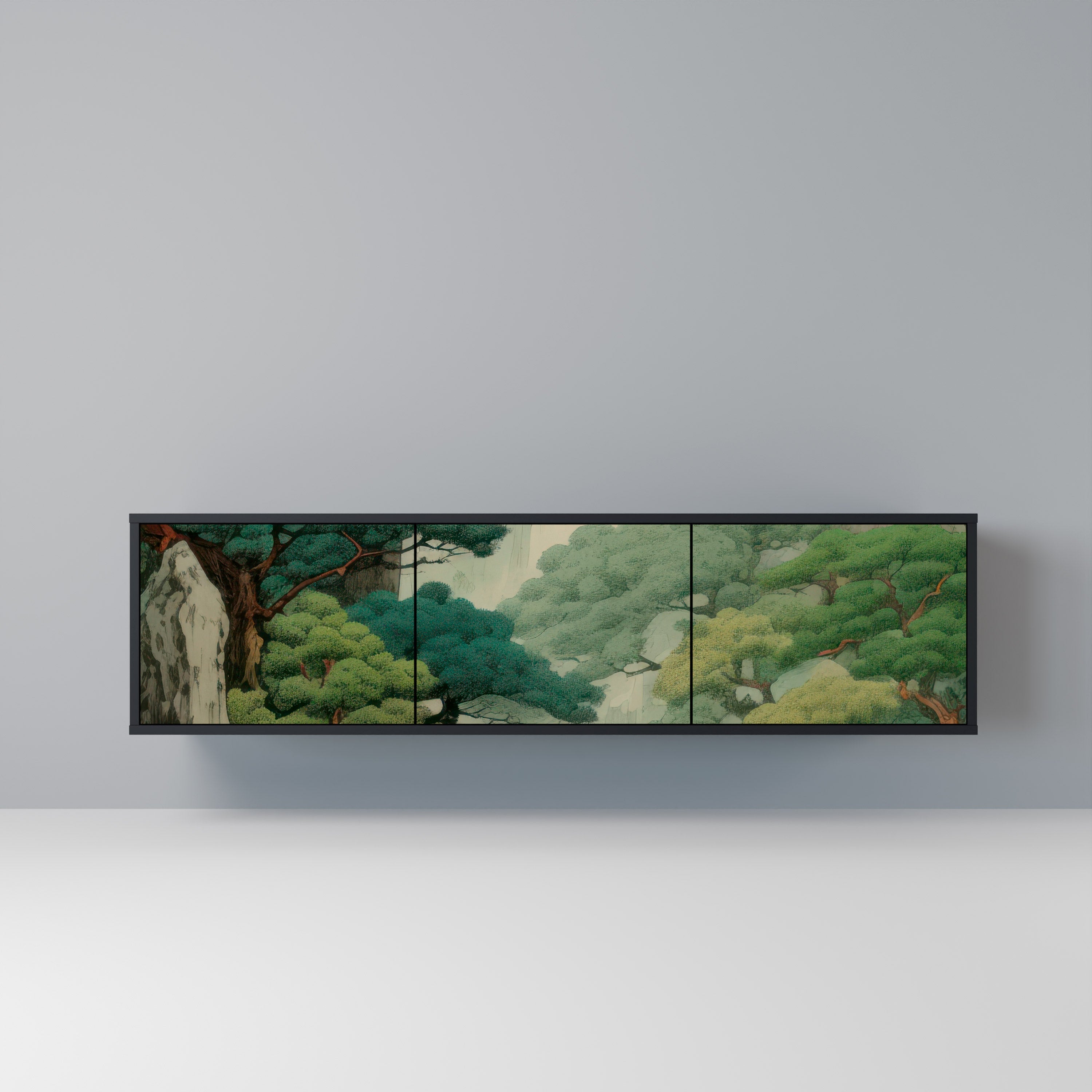 VERDURE ABYSS Móvel de TV com 3 Portas em Acabamento Preto