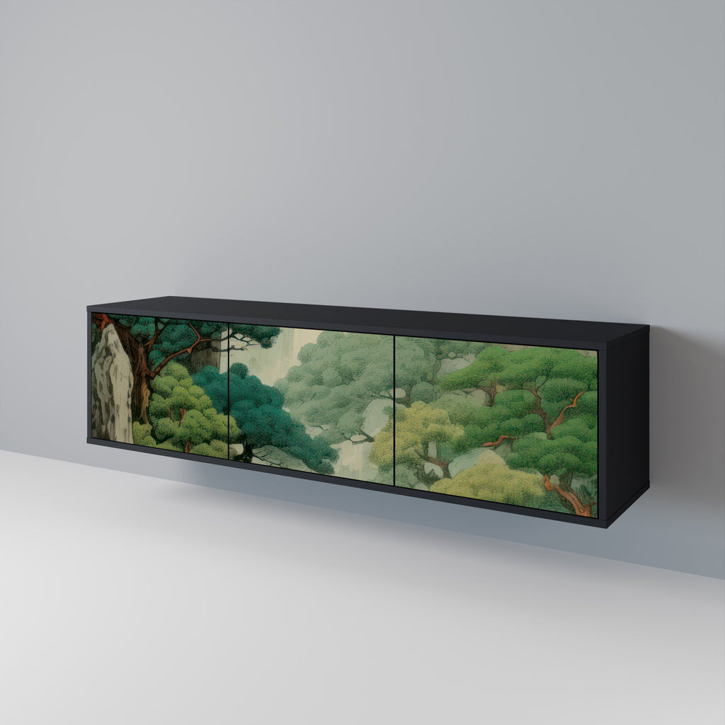 VERDURE ABYSS Móvel de TV com 3 Portas em Acabamento Preto