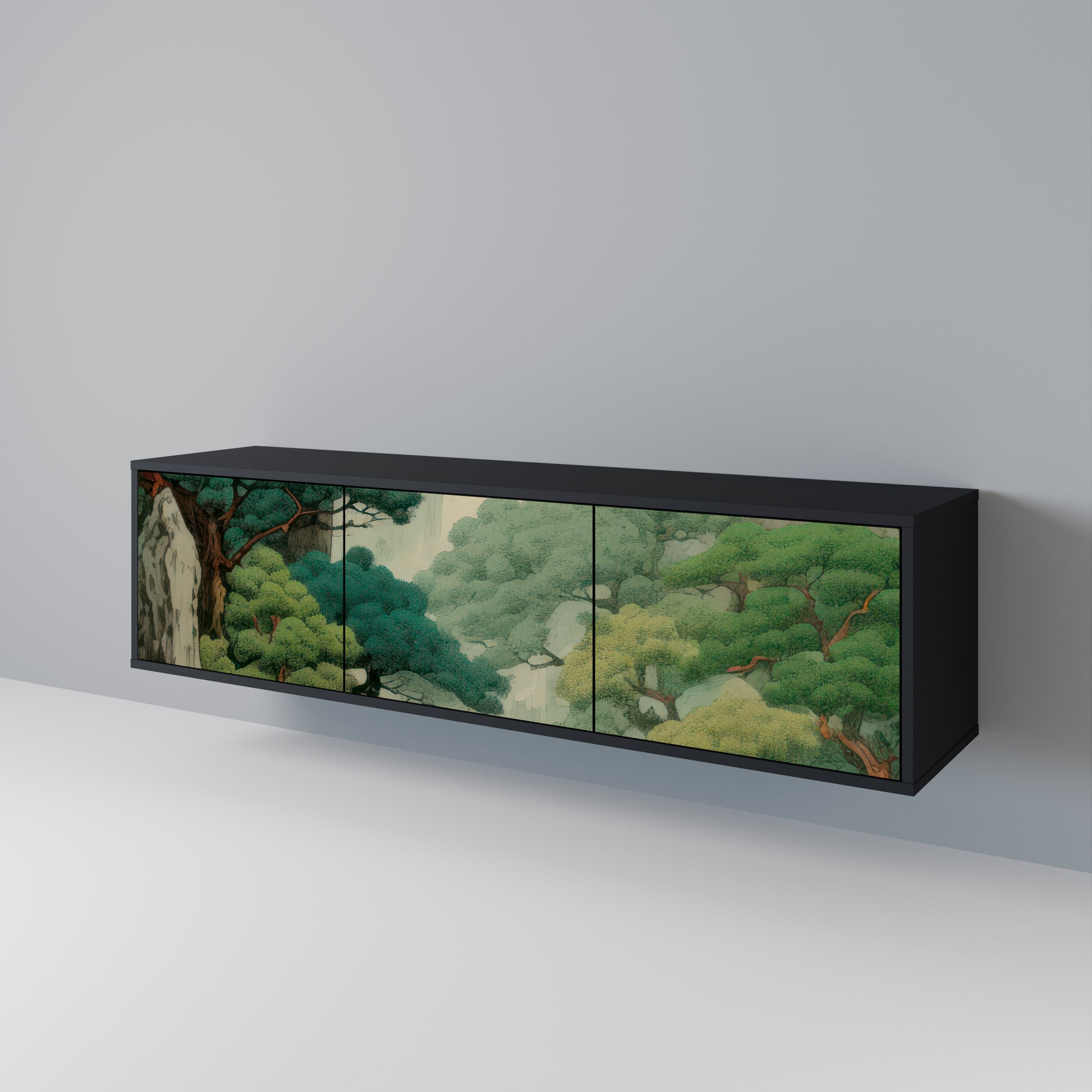 VERDURE ABYSS Móvel de TV com 3 Portas em Acabamento Preto