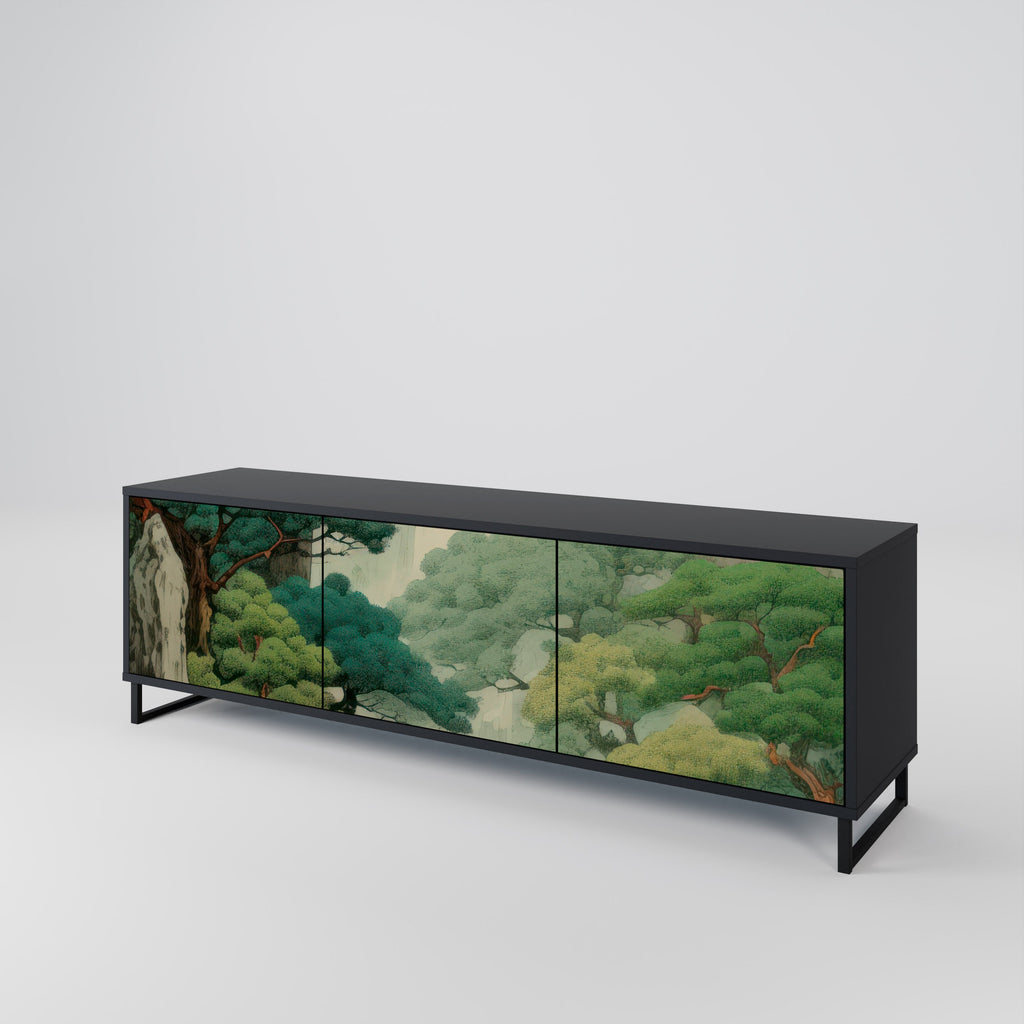 VERDURE ABYSS Móvel de TV com 3 Portas em Acabamento Preto