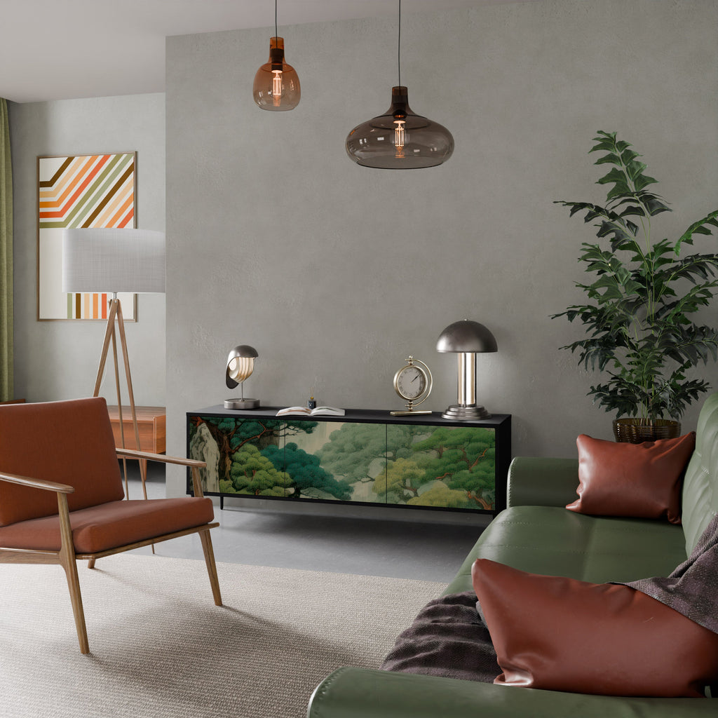 VERDURE ABYSS Móvel de TV com 3 Portas em Acabamento Preto