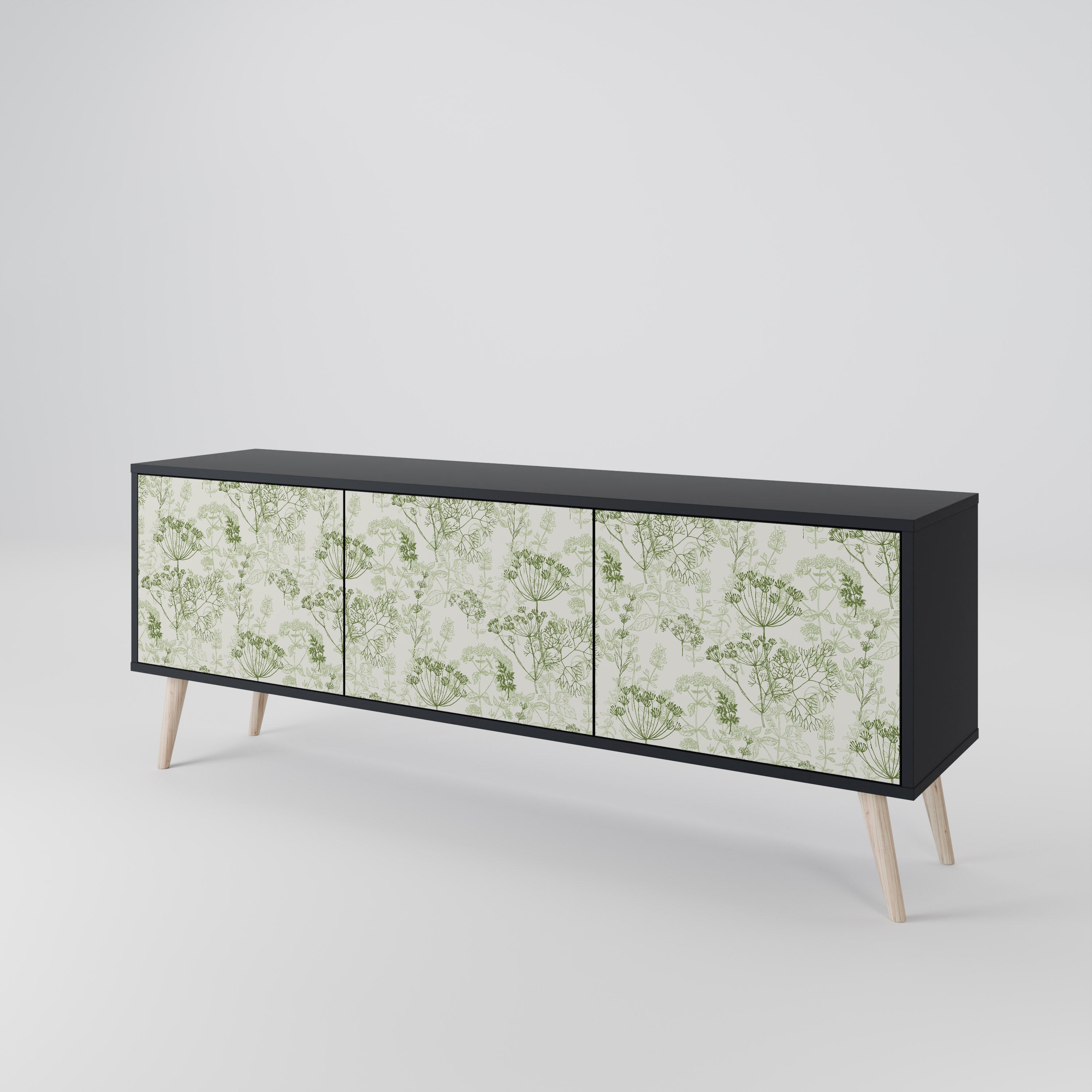 FENNEL BALDACHIN Móvel de TV com 3 Portas em Acabamento Preto