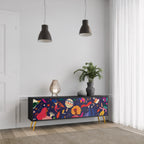 FESTIVE PLEASURES Móvel de TV com 3 Portas em Acabamento Preto