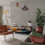 OMINOUS MOUNTAINS Móvel de TV com 3 Portas em Acabamento Preto