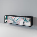 VELVET CROSSING 3-Door TV Stand in Black Finish