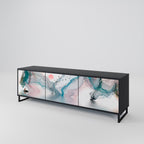 VELVET CROSSING 3-Door TV Stand in Black Finish