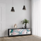 VELVET CROSSING 3-Door TV Stand in Black Finish