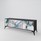 VELVET CROSSING 3-Door TV Stand in Black Finish