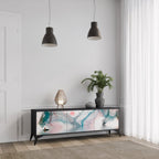 VELVET CROSSING 3-Door TV Stand in Black Finish