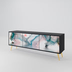 VELVET CROSSING 3-Door TV Stand in Black Finish