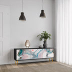 VELVET CROSSING 3-Door TV Stand in Black Finish