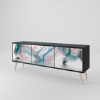 VELVET CROSSING 3-Door TV Stand in Black Finish