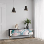 VELVET CROSSING 3-Door TV Stand in Black Finish