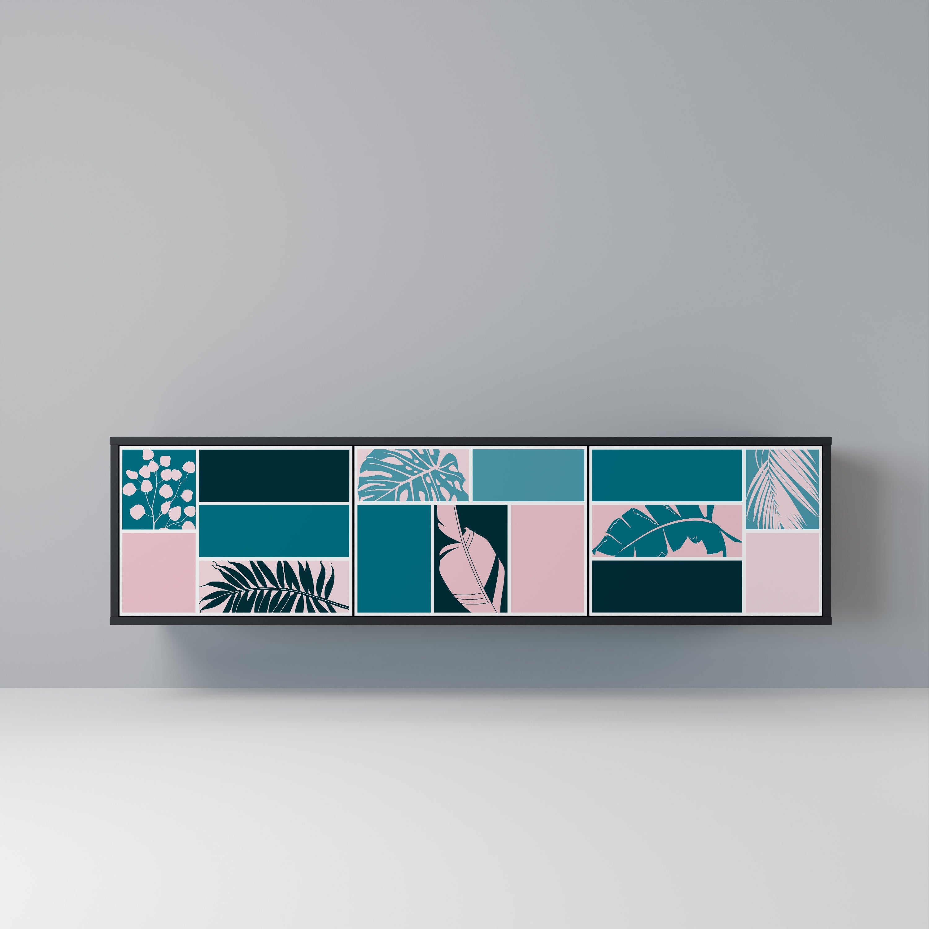 COMBINATION OF SHAPES Móvel de TV com 3 Portas em Acabamento Preto