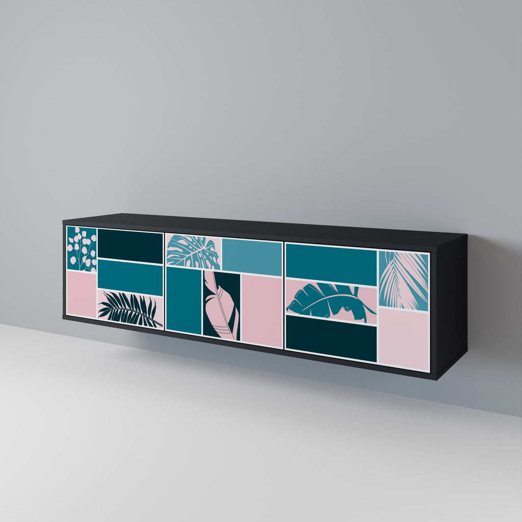 COMBINATION OF SHAPES 3-Door TV Stand in Black Finish